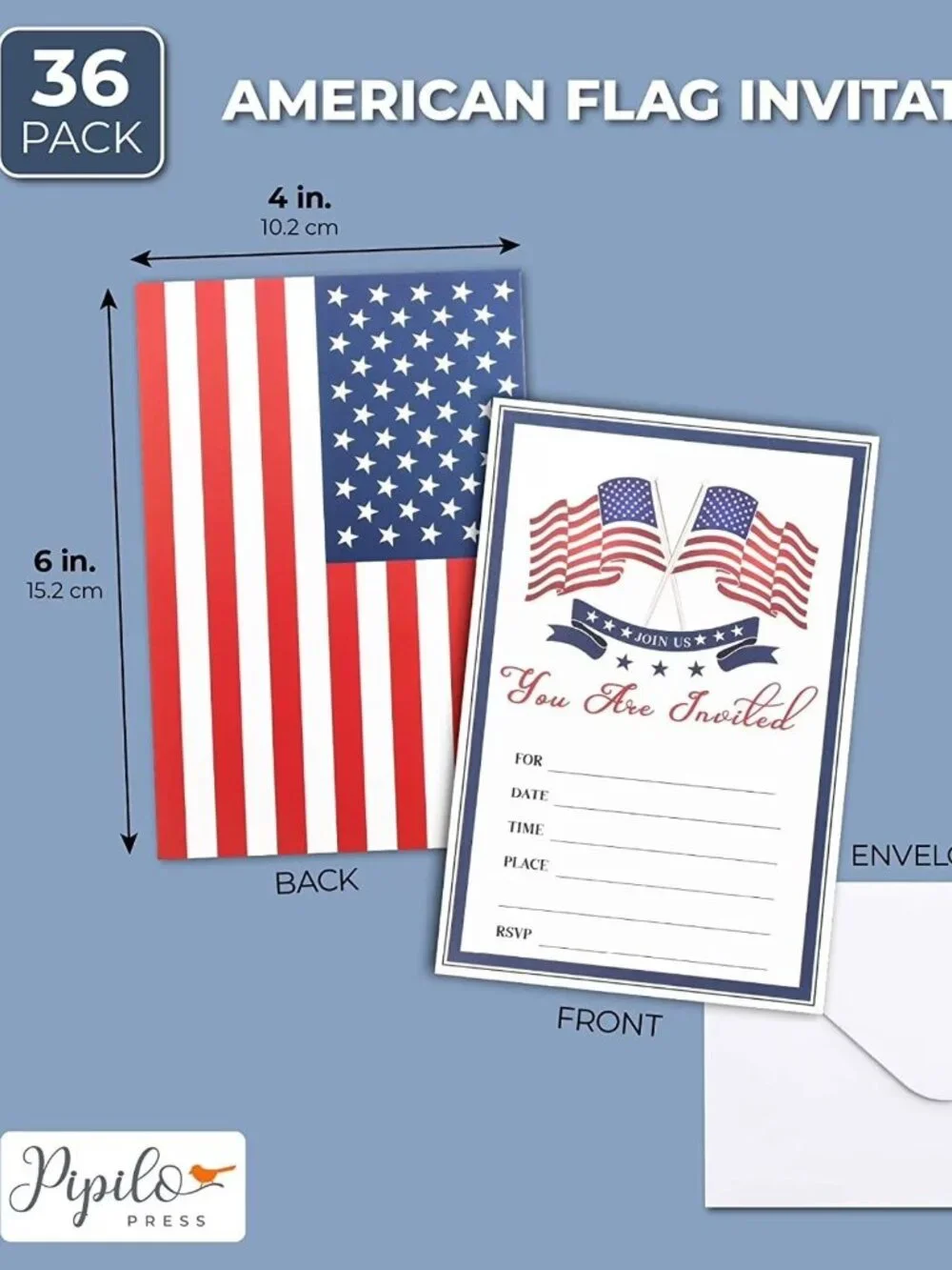 July 4TH American Flag Dual Side Party Invitations